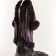Evening dress and coat, black and purple sequins with fur trim, worn by Queen Mary about 1930